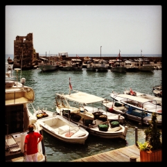 The old crusader port and its tower in Byblos